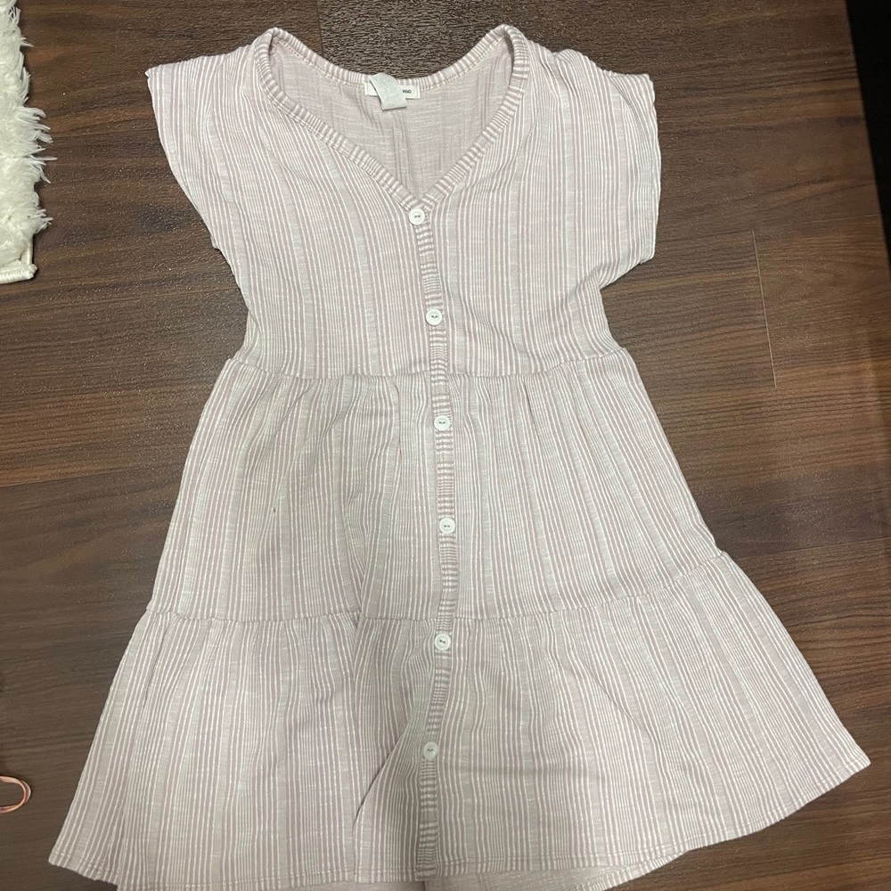 Purple and white striped dress from Target. Loosely fitted.